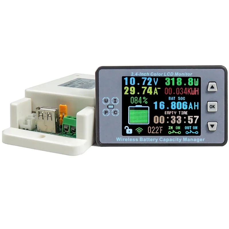 Wireless Voltage Meter  Solar Battery Charging Coulometer DC 0~500V Battery Capacity Detector Tester Ammeter Voltmeter VAC8710F