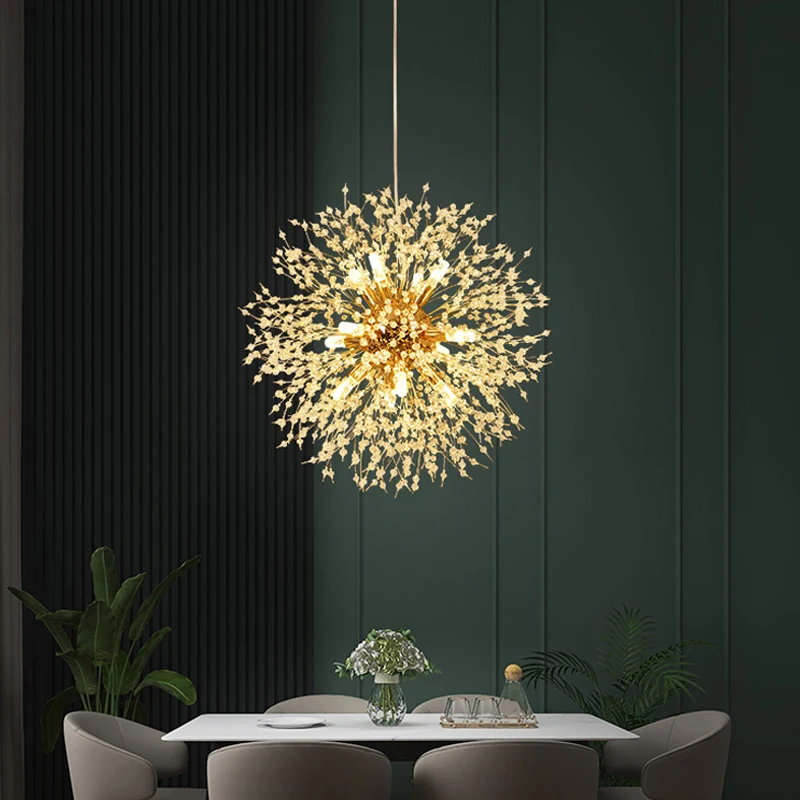 Lámpara colgante de diente de león de cristal, luz colgante para mesa de comedor, decoración del hogar, sala de estar, dormitorio, restaurante,