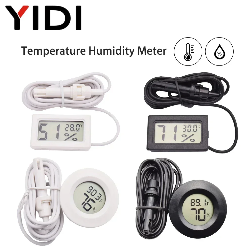 Mini LCD Digital Thermometer Hygrometer Gauge Tester Incubator Aquarium Temperature Humidity Meter Monitor Probe Sensor Detector