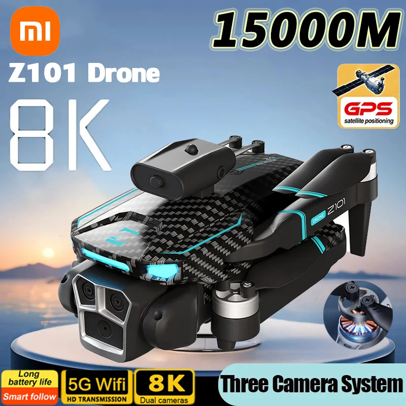 Xiaomi Z101 Drone Profesional 8K HD Trzy kamery Bezszczotkowy silnik Unikanie przeszkód Zdjęcia Przepływ optyczny Składany 15000M