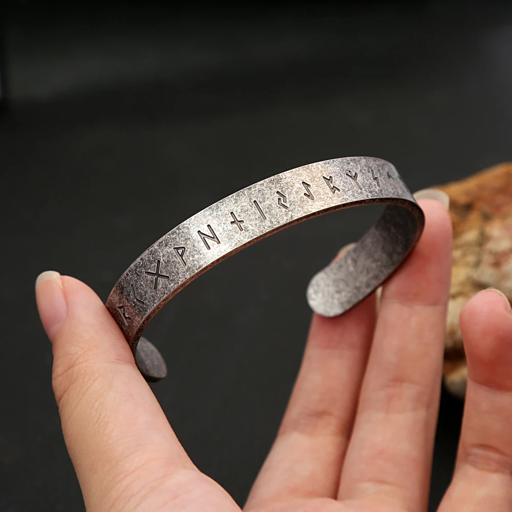 Fashion Vintage Viking Rune Bracelest for Men Women 316L Stainless Steel Simple Open Bracelet Amulet Jewelry Gift Dropshipping