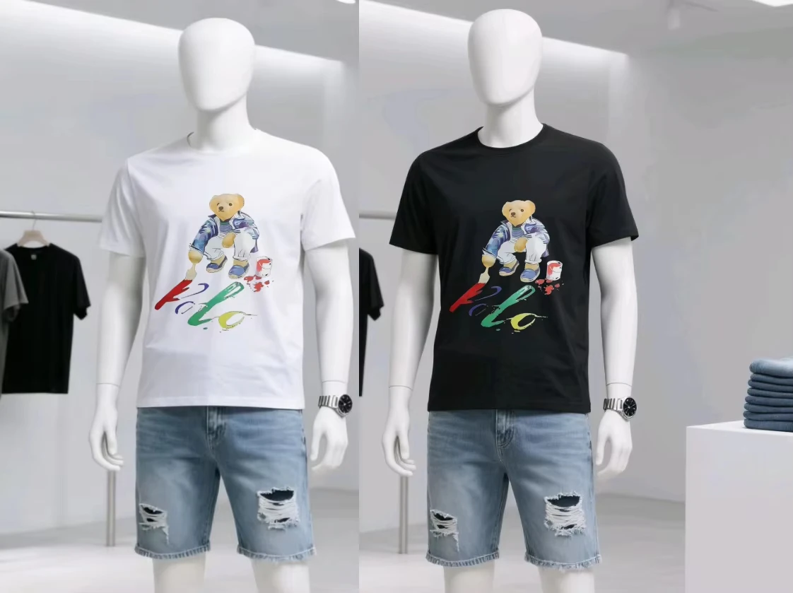 Promoção Quente 2026: Camiseta de Luxo com Estampa de Urso para Homens e Mulheres, Gola Redonda, Algodão, Roupa Casual, Hip Hop, Manga Curta, Blusa
