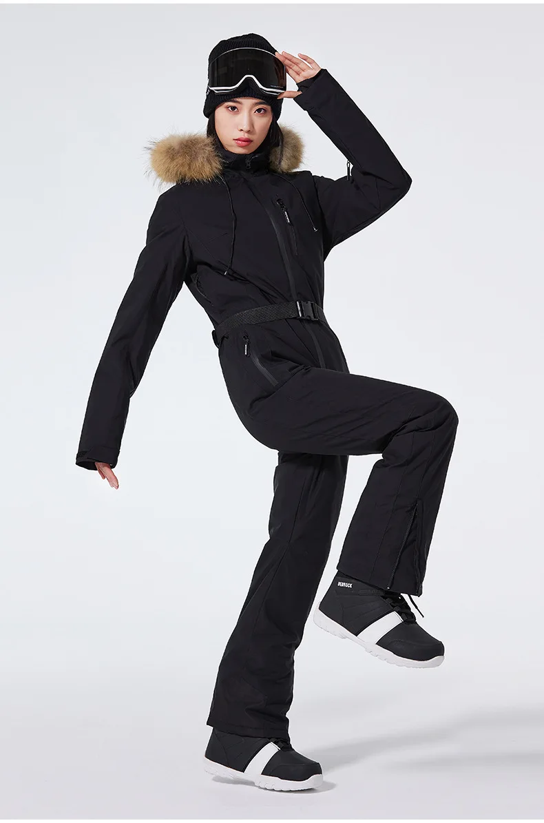 New Fashion Warm One-Piece Ski Suit Slim Women Winter Windproof Skiing Jumpsuit Snowboarding Suit Female Snow Costumes Outdoor