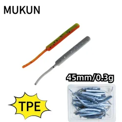 MUKUN-TPE AJING Soft Artificial Bait, Rockfish Fishing Lures, Swimbaits, Jig Lure, Wobber, Worm Tackle, 0.3g, 45mm, 30Pcs