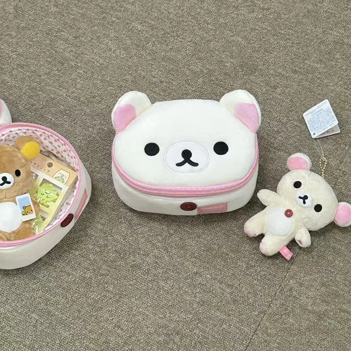 18Cm Rilakkuma Soft Plush Clamshell Makeup Bag Item Storage Single Layer Zip Large Capacity Travel Portable Friend Holiday Gift