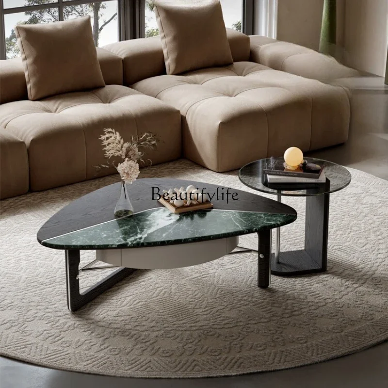 

ls 27Italian minimalist living room microcrystalline stone coffee table, special-shaped high-end coffee table combination