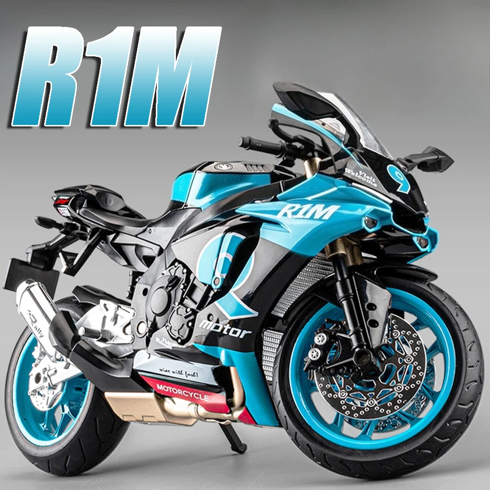 Maßstab 1:9 R1M CBR1000RR Motorrad Simulation Spielzeug Modelle Legierung Diecast Sound Licht Stoßdämpfung Miniatur Motorrad Spielzeug