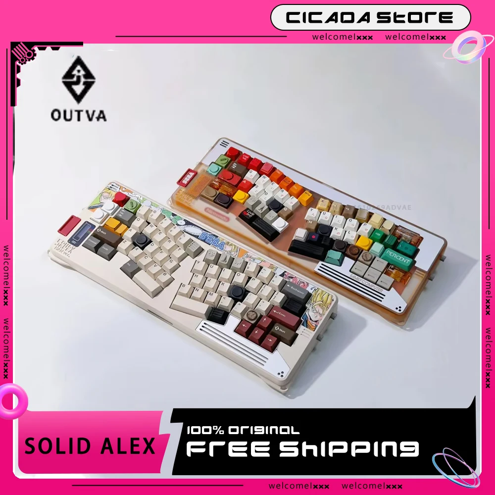 OUTVA Solid Alex Mechanical Keyboard Tri Mode Wireless Keyboard Kit Alice Lay Out Custom Aluminum Bottom Keyboard PC Accessories