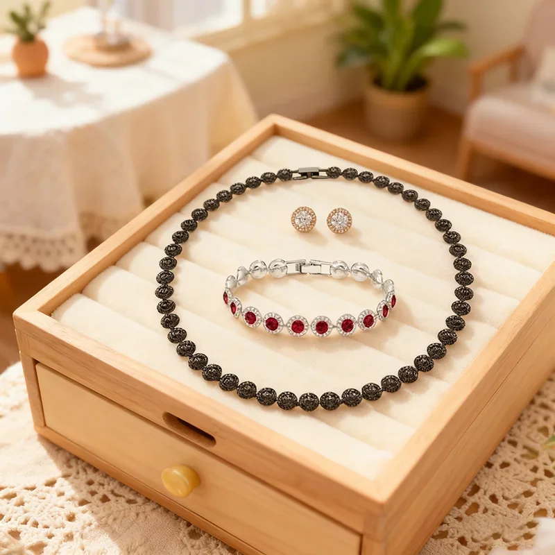 

Легкий роскошный комплект украшений включает несколько элементов, ожерелье, браслет, серьги, комплект различных стилей, соответствующих