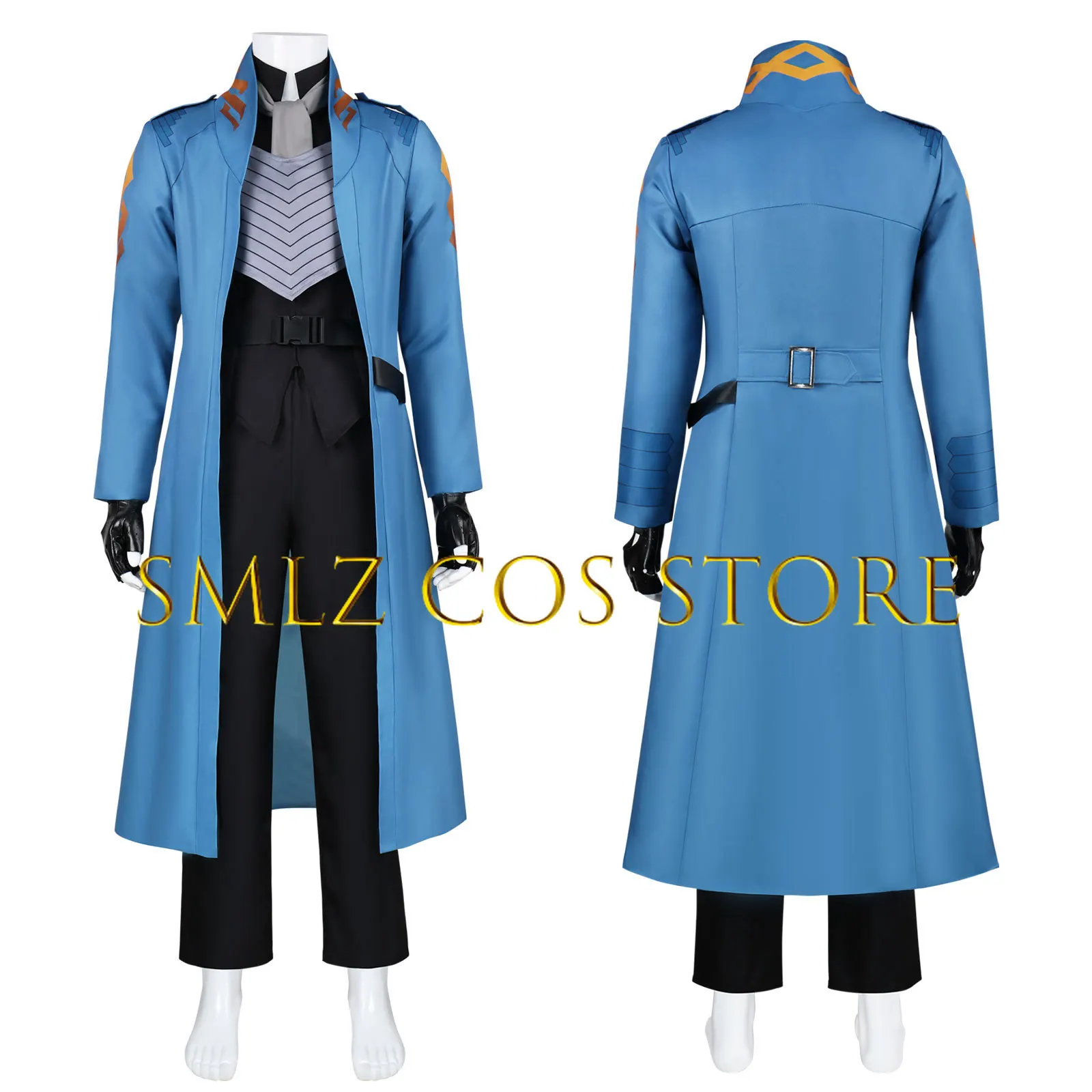 Newly Cry 5 Vergil Cosplay Costume Anime Man Dark Slayer Blue Trench Uniform Prop Wig Set Halloween Party Play Outfit view 5