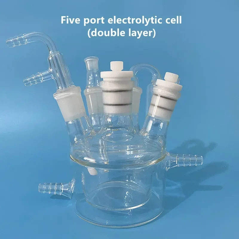 

Five port sealed electrolytic cell, redox experimental electrolytic cell. Single / double water bath electrolytic cell.