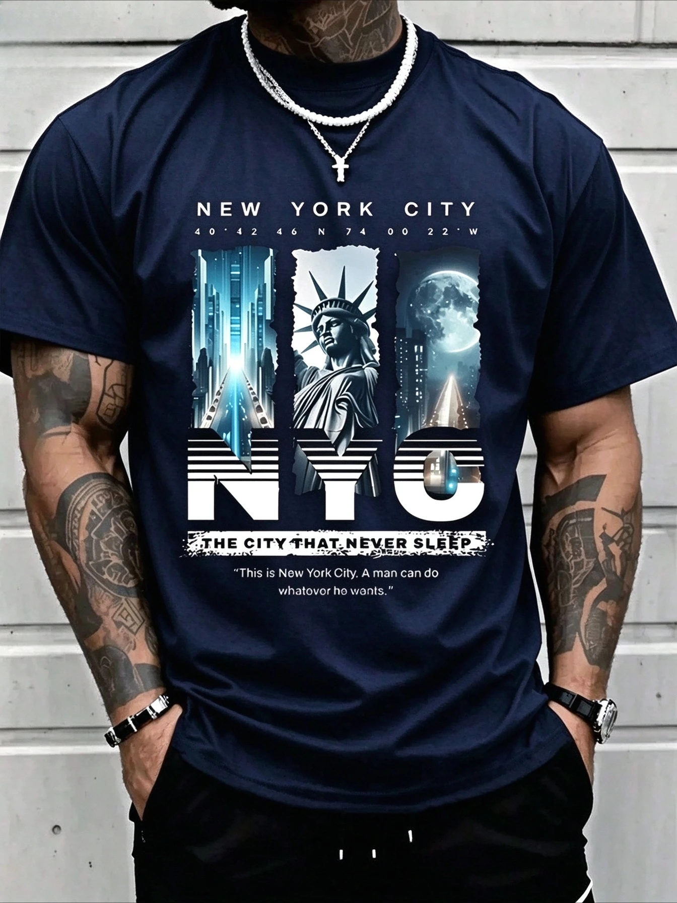 2026 New Pop Family Matching Oversized Unisex TShirt NYC New York City Statue Of Liberty Chest Graphic Tee Streetwear Cotton Top