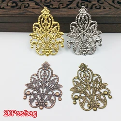 20Pcs Bronze/Copper/Gold/Silver Filigree Wraps Flower Connectors Metal Crafts Gift Decoration DIY Accessories
