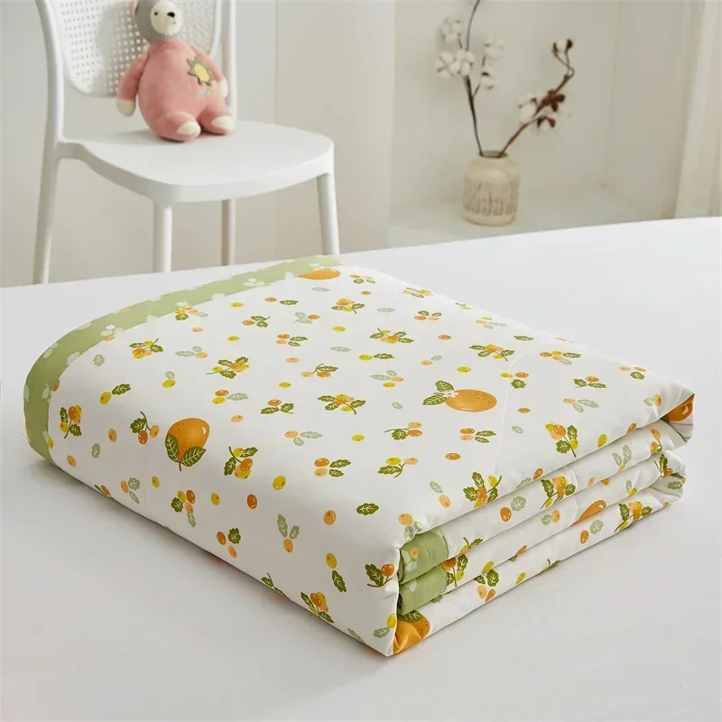 New Florals 100% All Cotton Summer Quilt Adult Children Single Double Bed Quilts Breathable Healthy Skin Friendly Thin Comforter