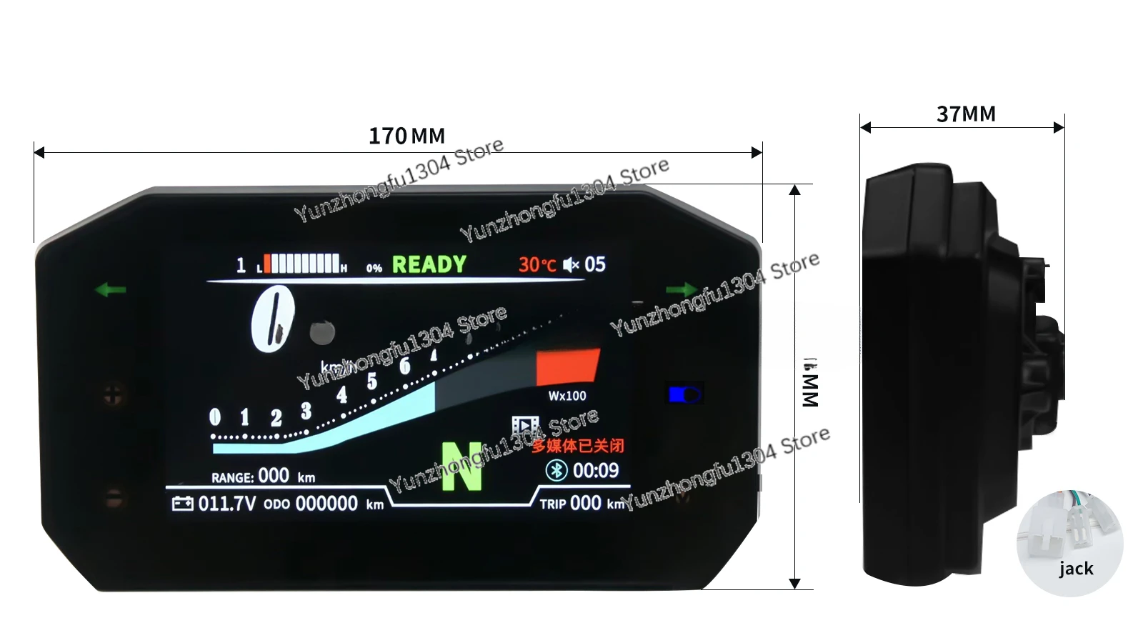 Modifications Electric Motorcycle LCD  TFT Display Screen Speedometer for Motorbike Upgrades Aftermarket Accessories