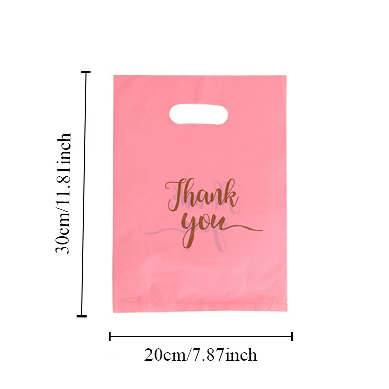 20PCS Pink Gift Bag Durable PE Grateful Gift Bag with Handle Suitable Wedding Birthday Thanksgiving Shopping Party Decoration