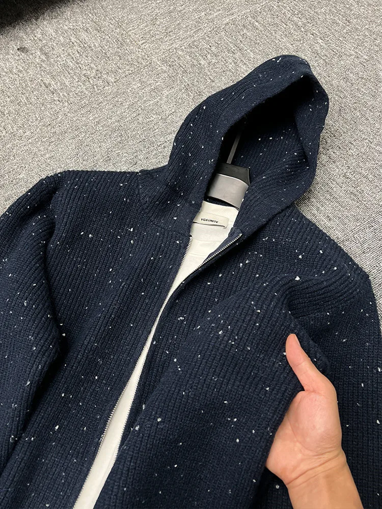 

Laid-ba вязаный кардиган на молнии с капюшоном, мужской весенне-осенний свободный повседневный универсальный верхняя одежда Haome из полиэфирного волокна