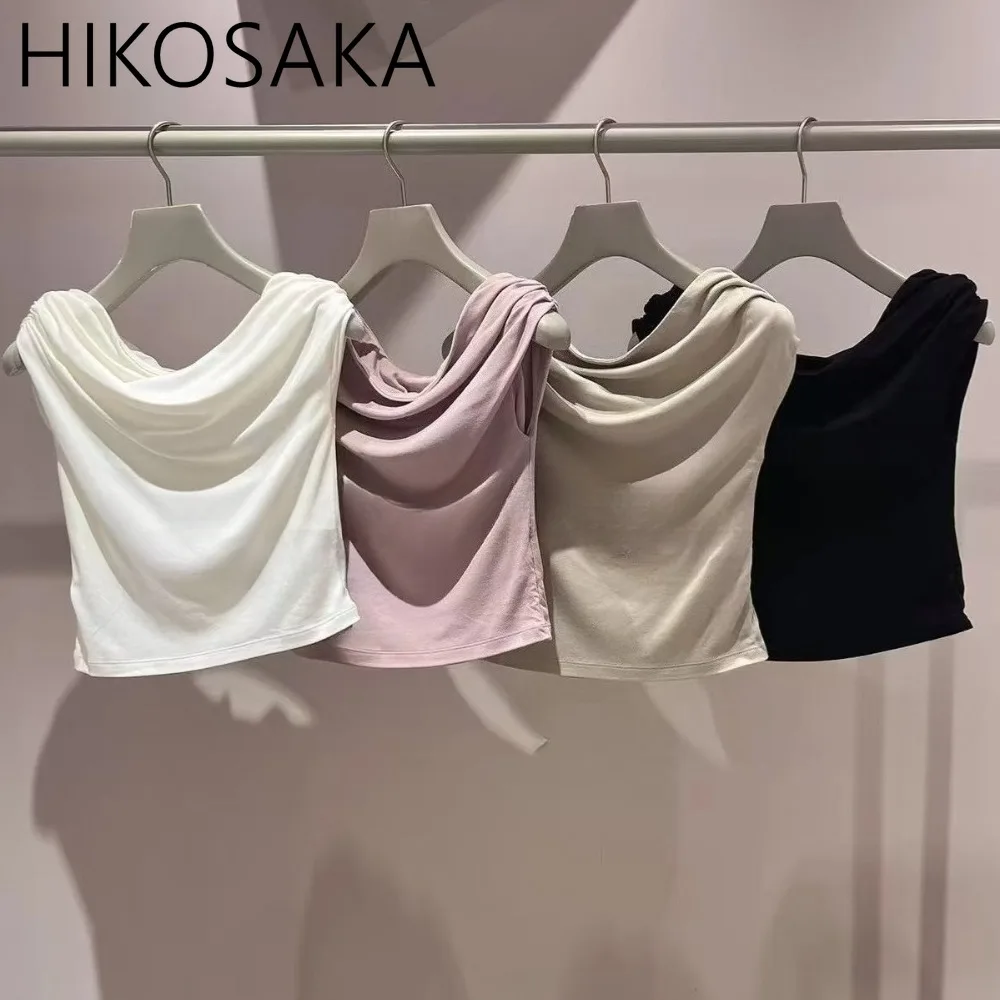 

Skew Collar Asymmetrical Short Sleeve Knit Top Japan Style Chic Elegant Casual Jumpers Summer 2025 New All-match Pullovers