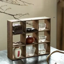 Modern Minimalist Solid Wood Cup Holder Desk Organizer Tea Storage Rack Elegant Home Solution Stylish Tea Stand Multi-functional