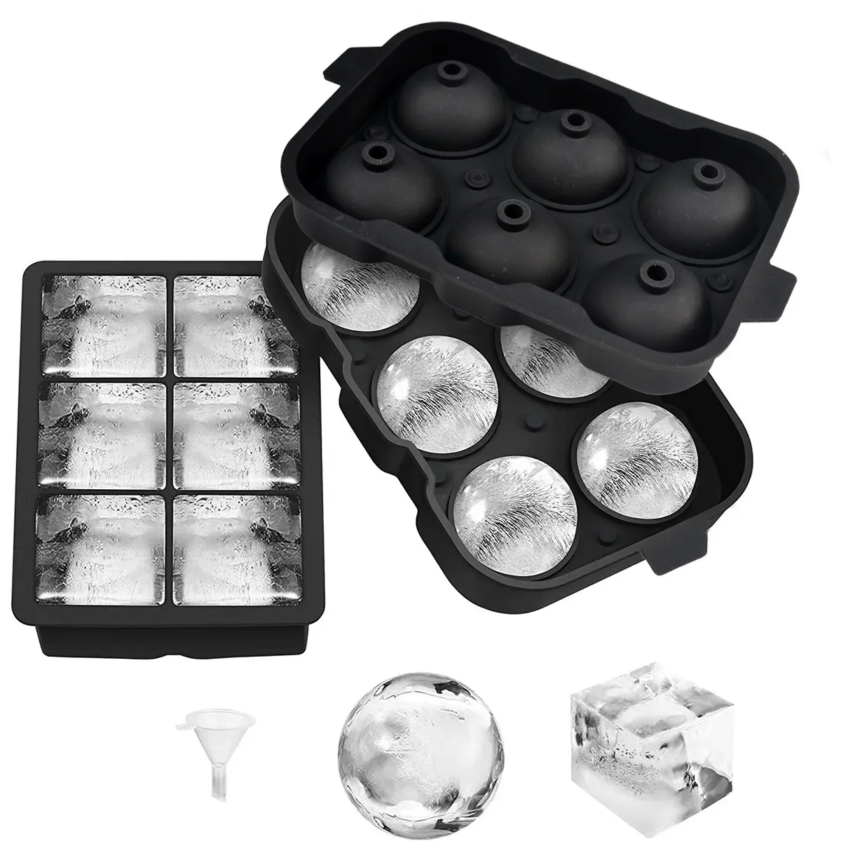 

4/6/8-Grid Ice Silicone Cube Mold Tray DIY Freeze Ice Maker Creative Ice Cube Mold Barware Tools Perfect for Freezer, Cocktail