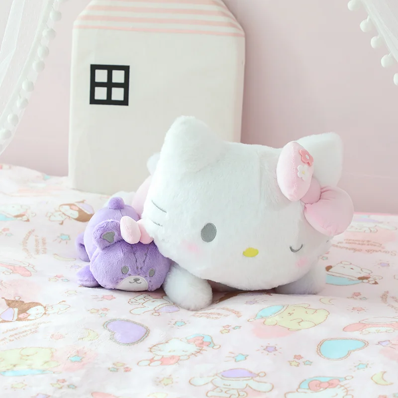 Sanrio Cute Sleeping Hello Kitty Pochacco Plush Toy Cute Doll Pp Cotton Filled With Super Soft Sofa Pillow Warm Home Decoration