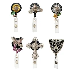 360 ° ruotabile ape girasole farfalla Design posteriore Clip ID nome Badge bobina per infermiere personale lavoro Pass Card Tag Badge Holder Clip