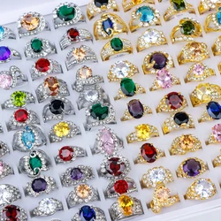 10pcs Shimmering Zirconia Rhinestone Vintage Ring Set - Mix and Match Party Accessories in Multiple Styles and Colors