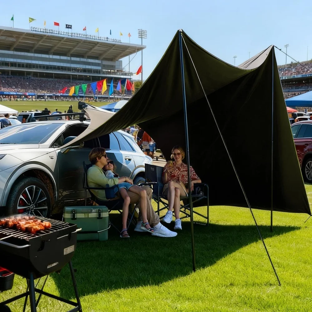 Blackout Coating Car Awning 19x9.8ft Tan