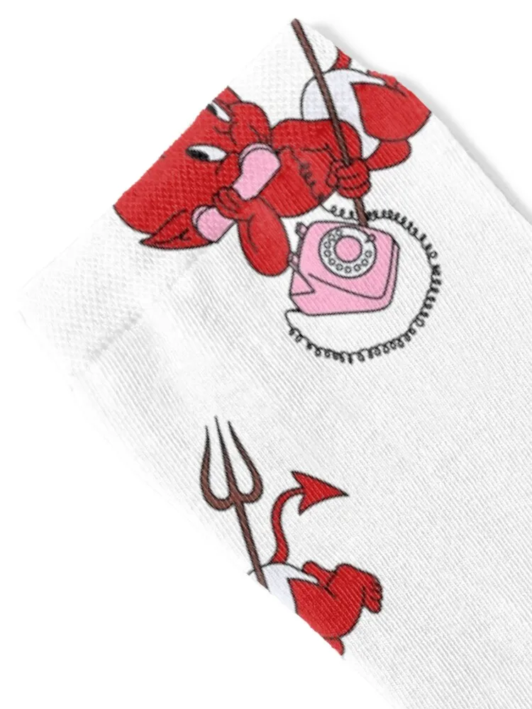 Hot Stuff the Little Devil Pink Phone Socks winter thermal colored Lots professional running Luxury Woman Socks Men's