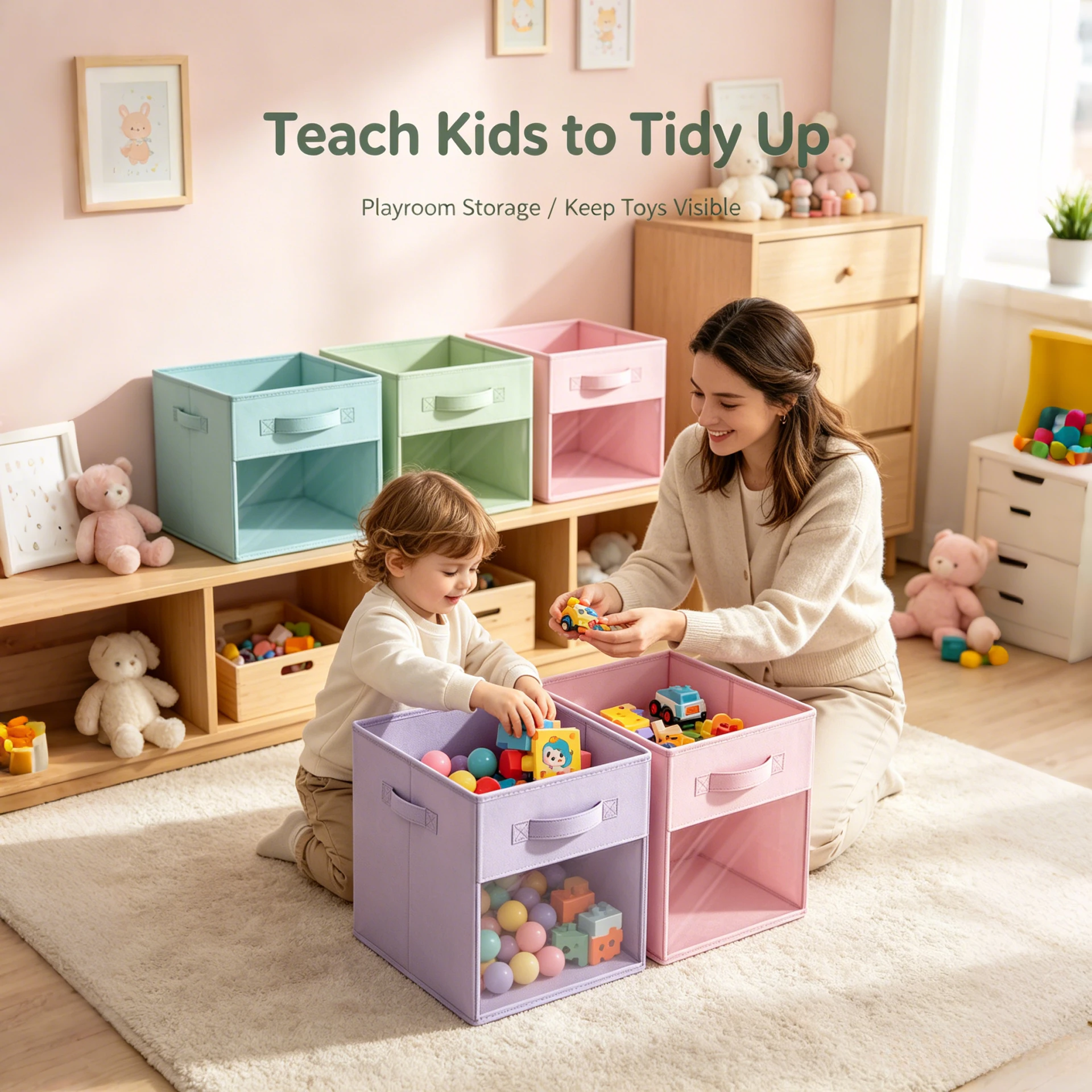 2 Stück Dicke Faltbare Stoff-Aufbewahrungsboxen, 33 cm Behälter mit Verstärkten Griffen, Neutraler Organizer für Kleidung, Spielzeug & Geschenke – Detail 5