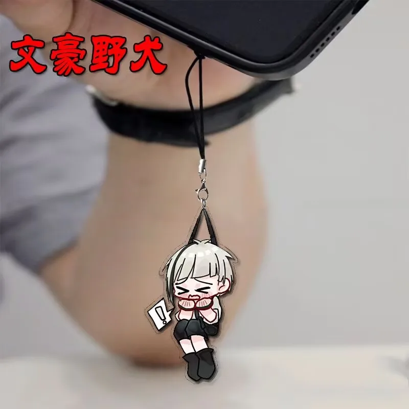 "문고 길고양이" 애니메이션 주변기기 휴대폰 체인 "나카지마 아츠시, 다자이 오사무" 투명 액세서리 펜던트