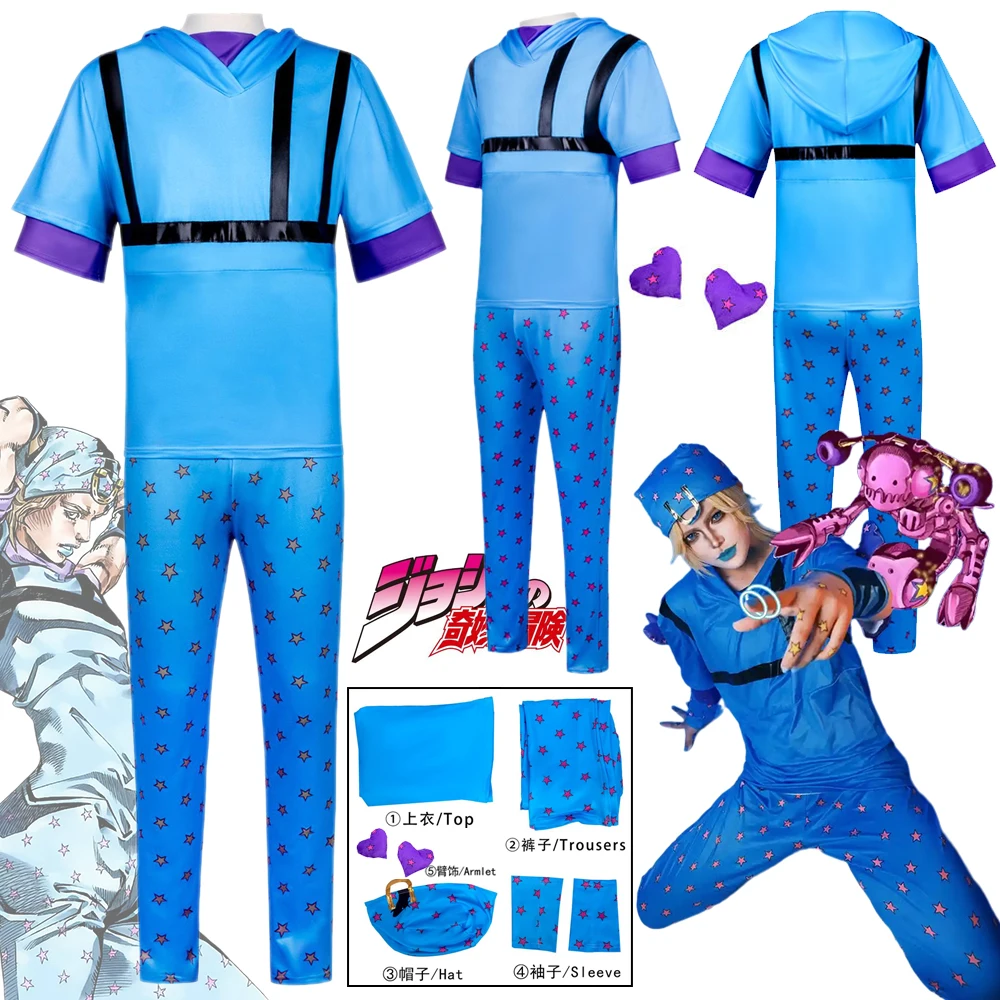 Disfraz de Cosplay de Jonathan Joestar de JOJO Steel Ball Run, Traje de Aventura de Joe Kid, Disfraz de Anime para Halloween, Traje de Cosplay para Hombre