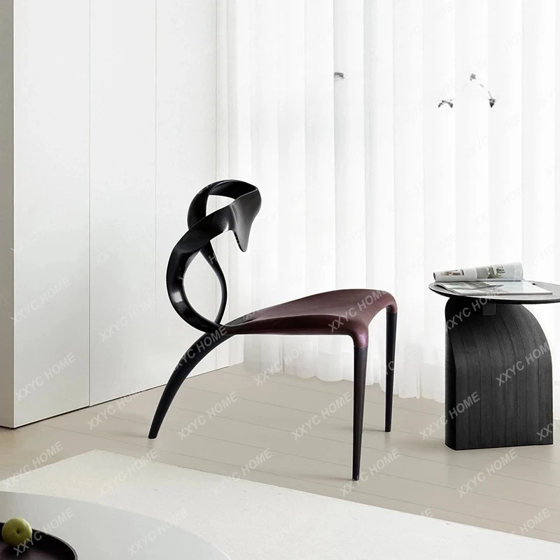 A  dining chair household solid wood  French light luxury high-end leisure chair medieval back chair