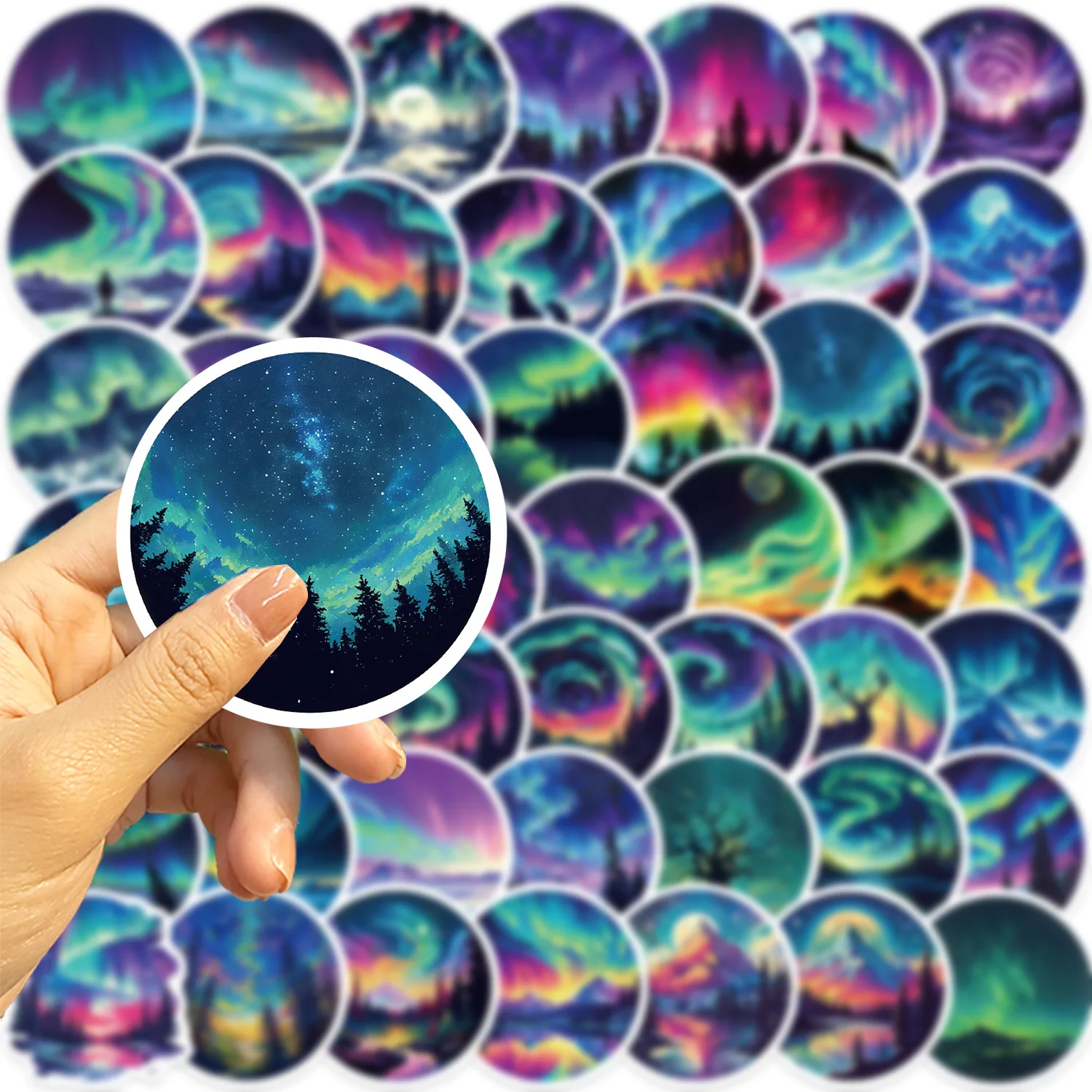 ステッカー漫画オーロラアート落書き,装飾,ギター,ノートブック,荷物,DIY, 50個