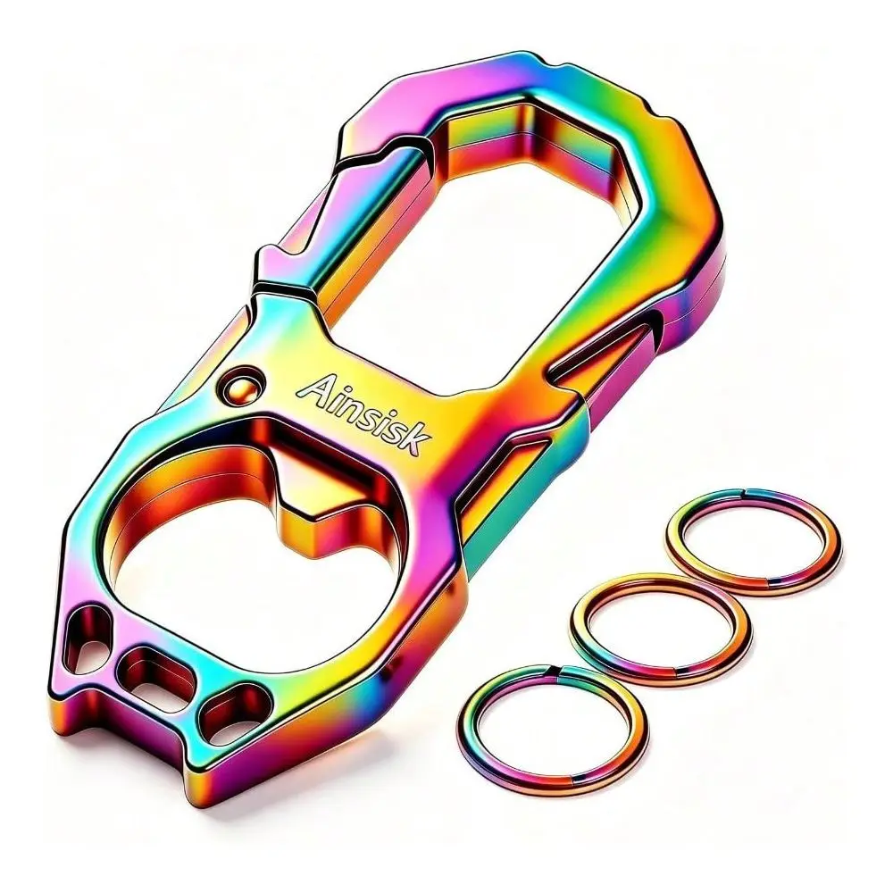 Car Key Chains Bottle Opener Tactical Keychains. Metal Clip Keychain 3 Key Rings Suitable Men And Women.