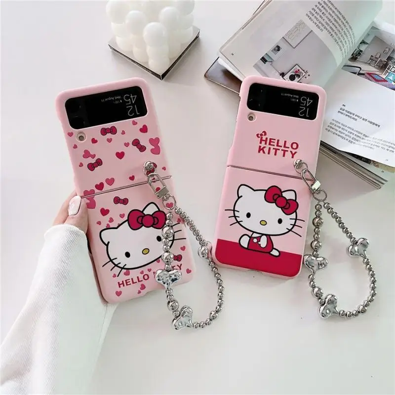 

Новый Sanrio Hello Kitty мультфильм милый подходит для Samsung Zflip4 складной защитный чехол для экрана противоударный чехол Z Flip3