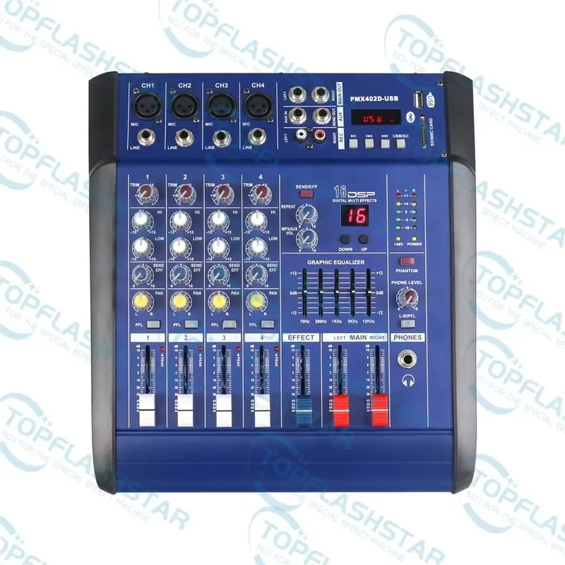 Audio Mixer and Mixing Console with BT Powered Mixer PA System for Stage Wedding Karaoke Bar