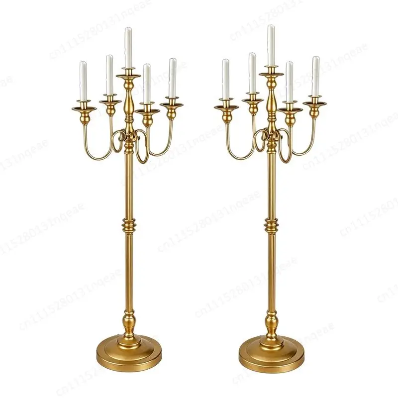Wedding Column Glass Crystal Metal Gold Large High Candlestick Center Ornament Christmas Valentine's Day Tabletop Ornament