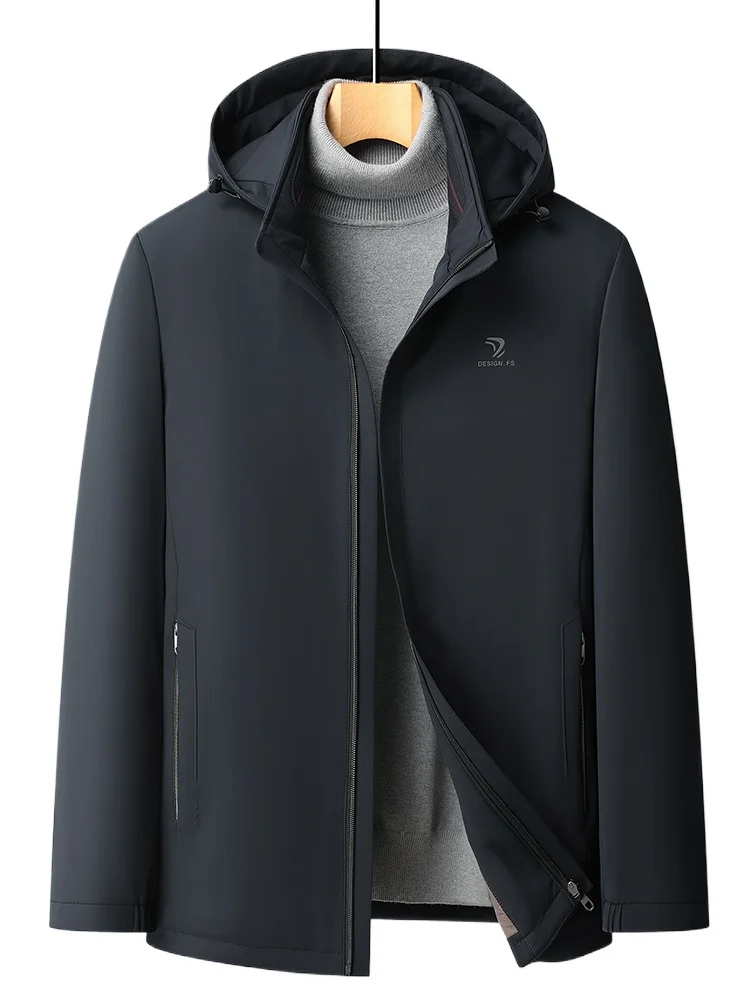QYLVAWOY 100% Polyester Men's Winter Casual Warm Cotton Jacket Middle-Aged Winter Cotton Coat Solid Color Top Outerwear LJ2148