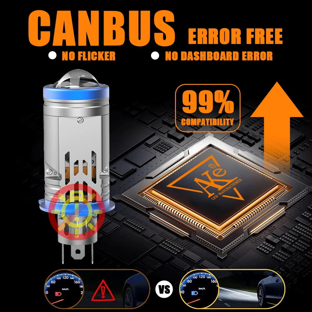 H4 led farol lente do projetor sem fio super brilhante h4 9003 hb2 lâmpada com ventilador 6500k oi/baixo luz aplicar para carro motocicleta