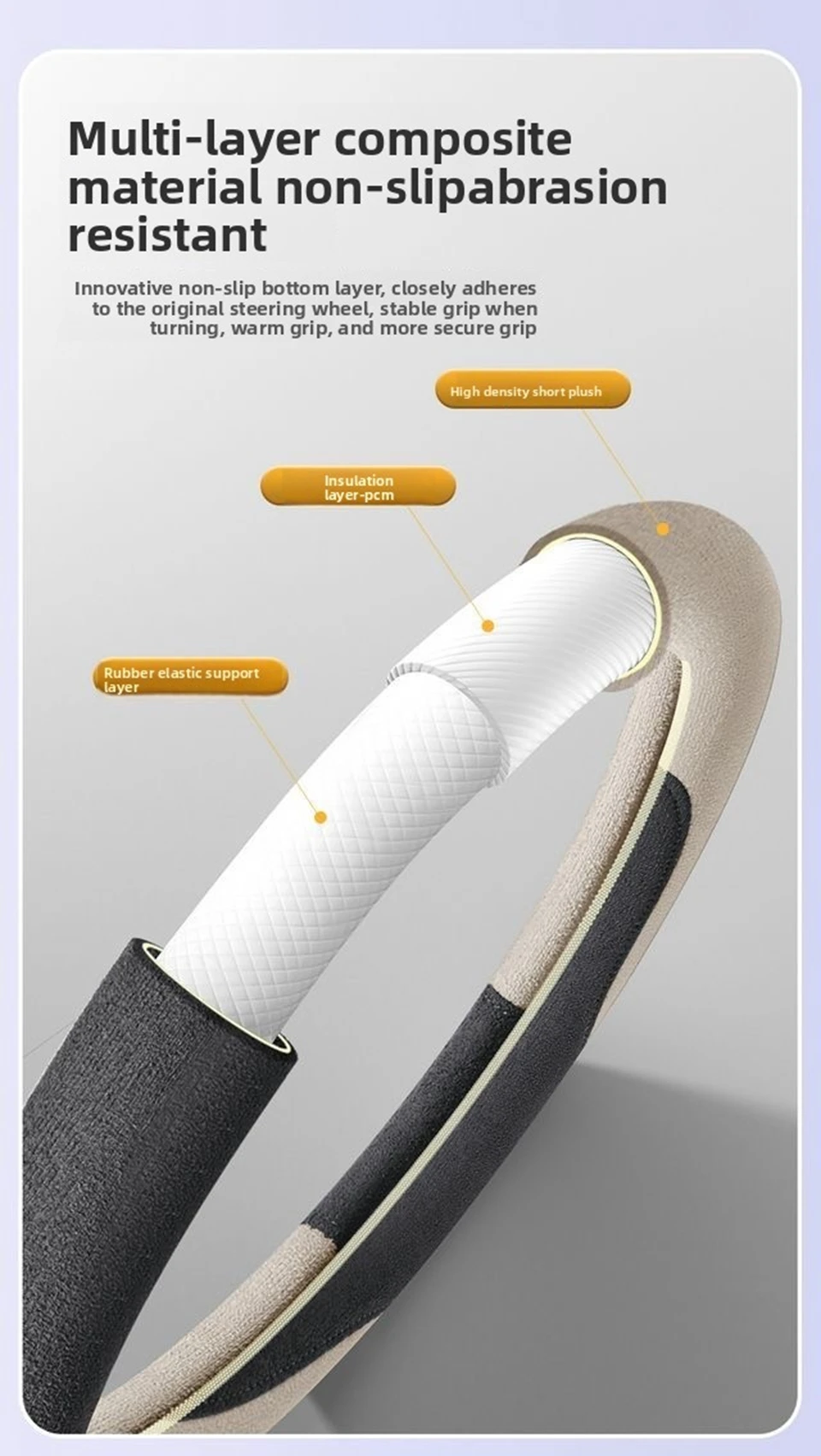 Auto-Innenausstattung Universelle 37-38cm Lenkradbezüge aus Wildleder Atmungsaktive Weiche Rutschfeste Lenkradbezüge – Detail 3