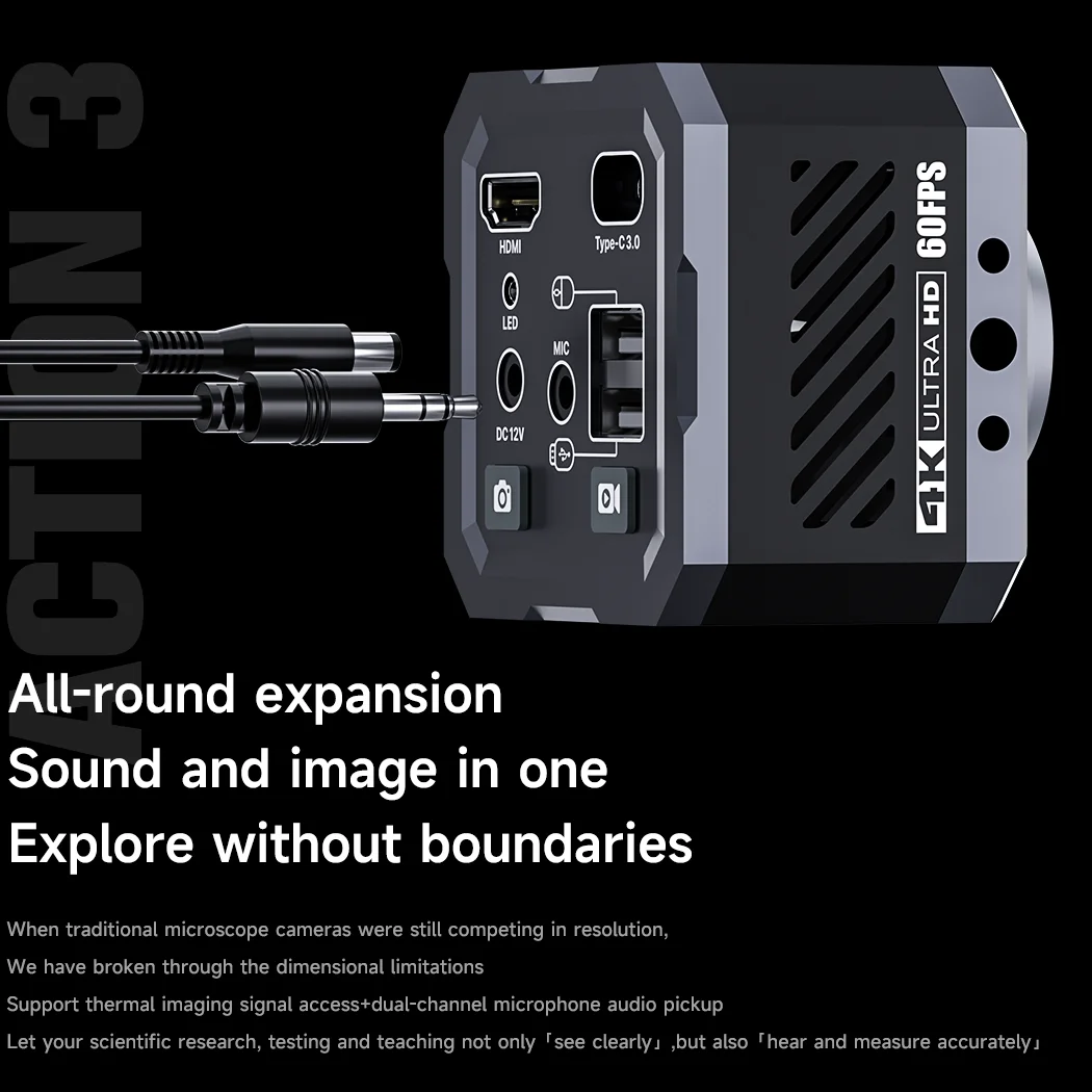 MECHANIC Action3 HD 1080P 4K 60FPS Microscope Camera USB Output Optical Thermal Imaging Expansion IMX678 1/1.8