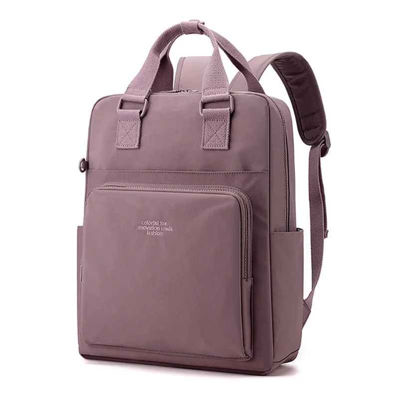 Korean Solid Colour Women's Backpack Casual Commute Laptop Backpack Fashion Handbag Schoolbag Waterproof Nylon Travel Rucksack