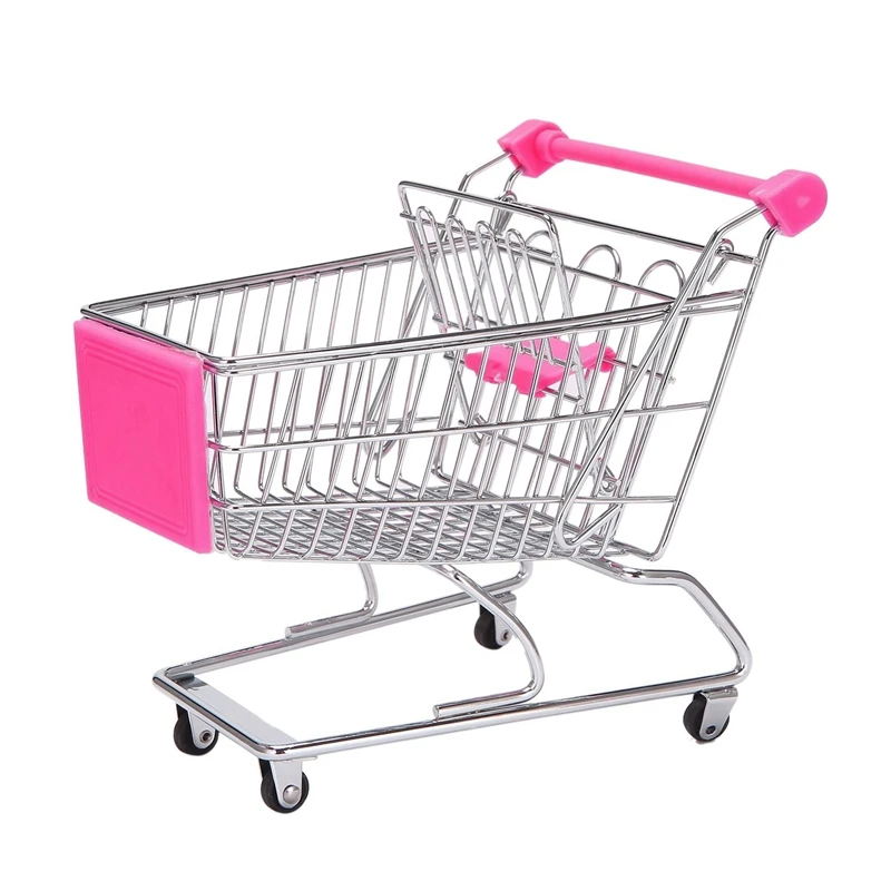 

Supermarket Handcart Mini Shopping Cart Desktop Decor Storage Toy Gift For Kid Dollhouse Furniture Accessories