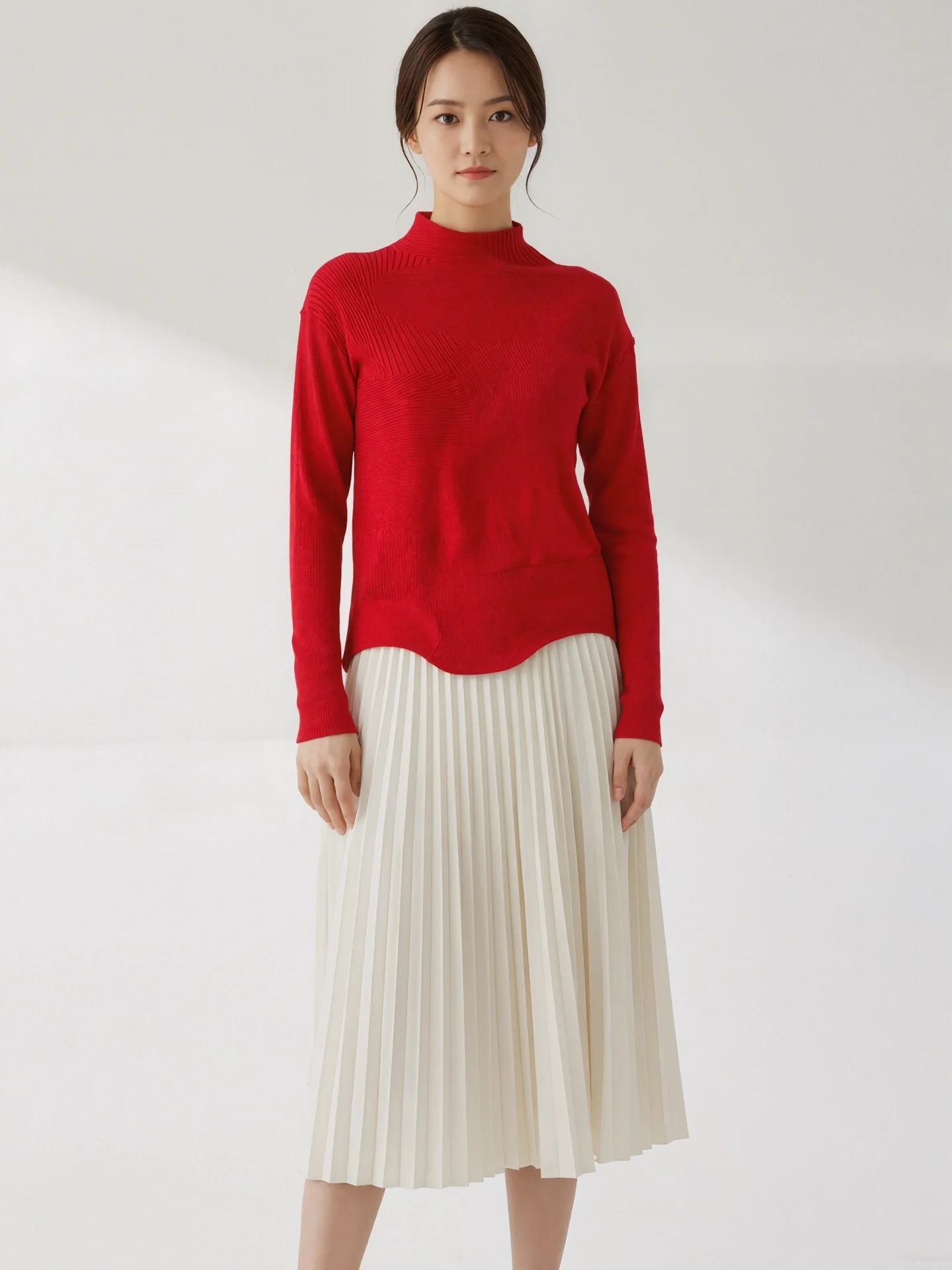 

Miyake Folds 202, осень/зима, нерегулярный кашемировый свитер, дизайн Sense, ниша, сплошной цвет, кашемировый топ с рюшами, плиссированный