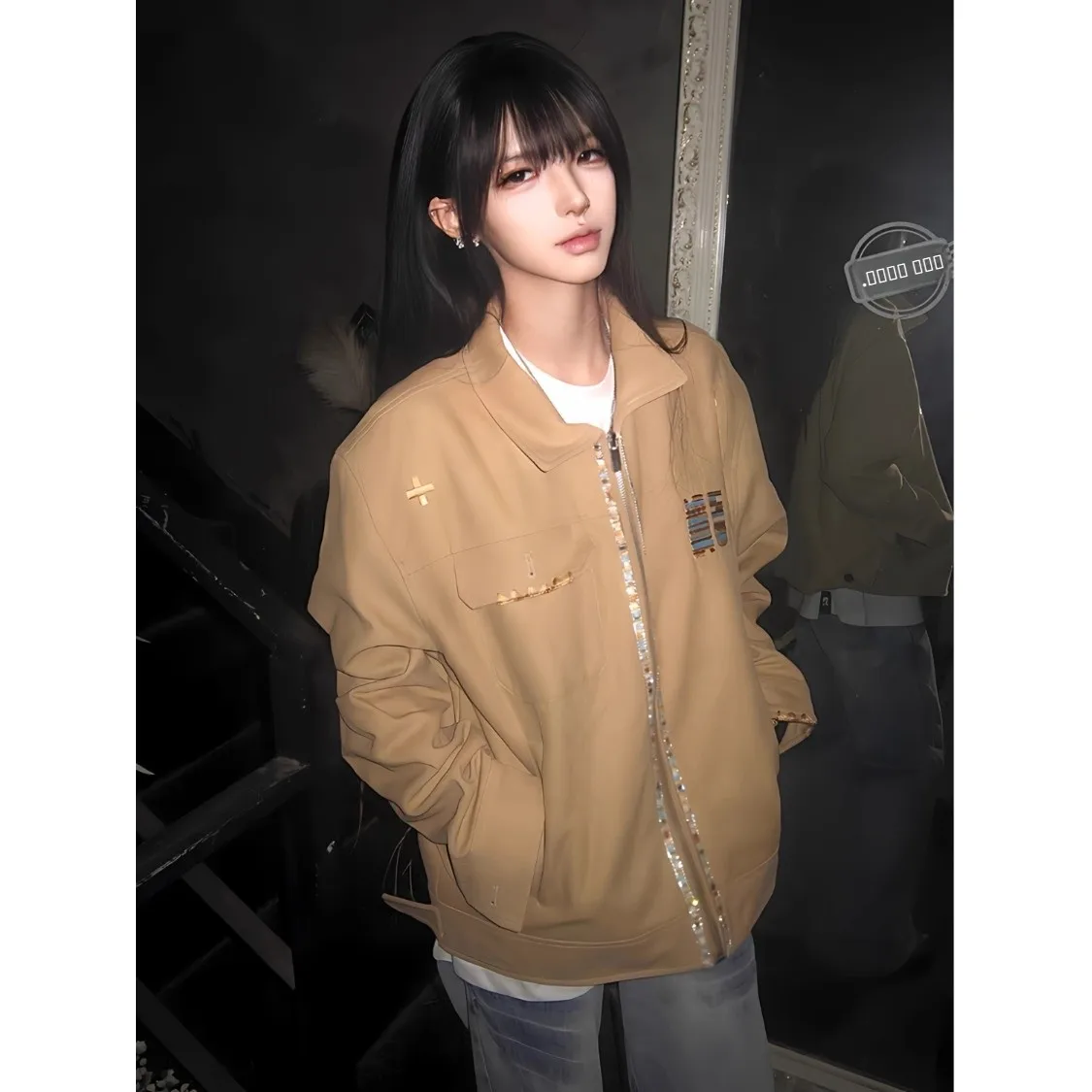 

Свободная винтажная рабочая куртка для пар, мужская, NSTNEW START, с дизайном Sprout Plan, светящаяся, молодежная, из полиэфирного волокна