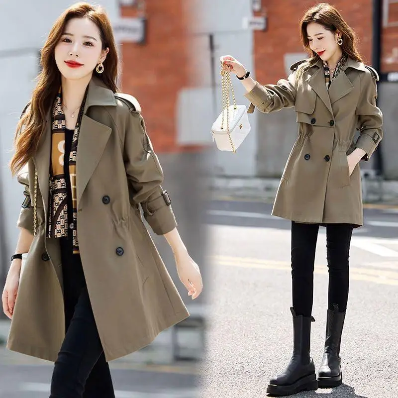 

Fashionable Loose Midi Length Women's Coat Autumn Winter plus Size Slimming Windbreaker Outerwear Elegant Style Long Sleeve