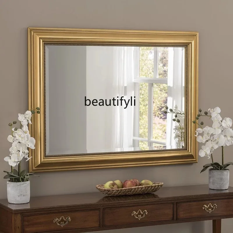 Hallway Decorative Mirror American Bathroom Mirror Simple Square European Style Living Room Corridor Bathroom Cosmetic Mirror