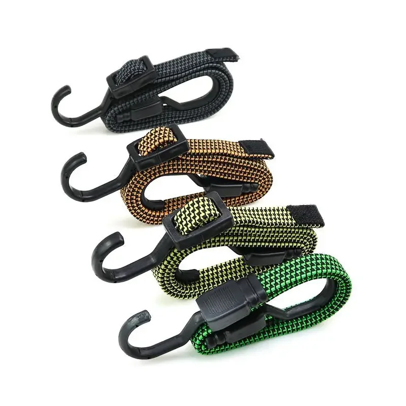 Motorcycle Cargo Strapping Latex Luggage Rope Elastic Straps with Hooks Elastic Tie Bundle Rope Flat Rope