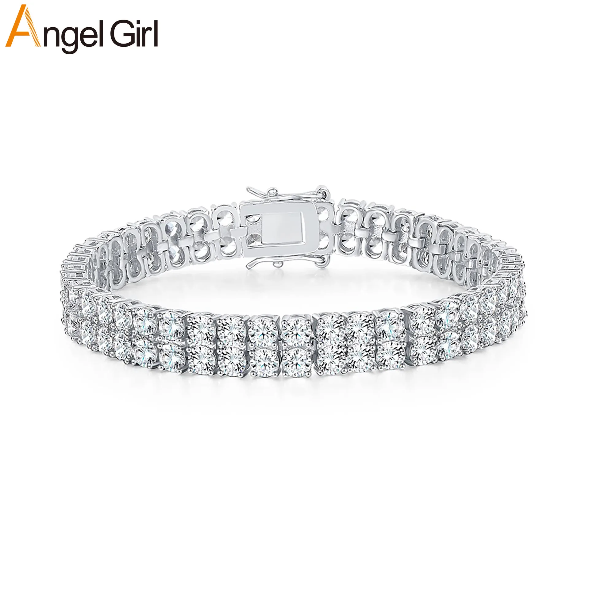 

Wear-resistant double link structure stabilizes moissanite for unisex 3MM Double Row Inlaid Diamond Bracelet against daily
